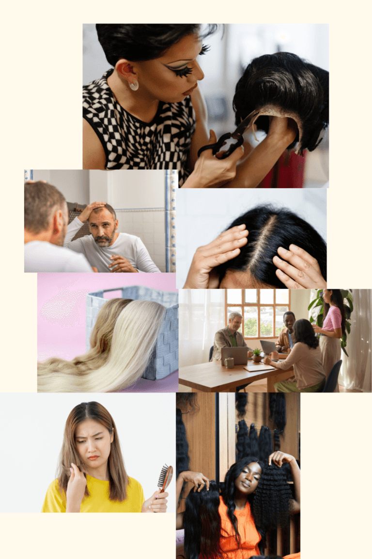 collection of people with hair loss and wigs images