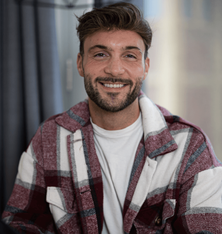 Man wearing a stylish hair system