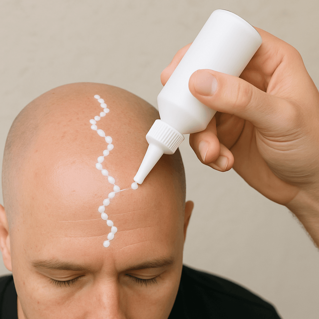 Image showing a step in applying a hair system